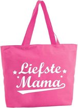 Liefste Mama shopper tas - fuchsia roze - 47 x 34 x 12,5 cm - boodschappentas / strandtas