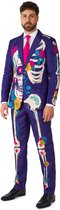 Suitmeister Sugar Skull Purple - Heren Pak - Skelet Pak - Carnaval Kostuum - Meerkleurig - Maat: 2XL