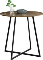Eettafel Jeremy - Rond - 78x80 cm - Zwart en Houtkleurig - MDF en Staal - Modern Design