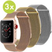 iMoshion geschikt voor Apple watch 38 / 40 / 41 mm Milanees Bandje Maat S/M - 3 Pack - Goud / Zilver / Rosé goud