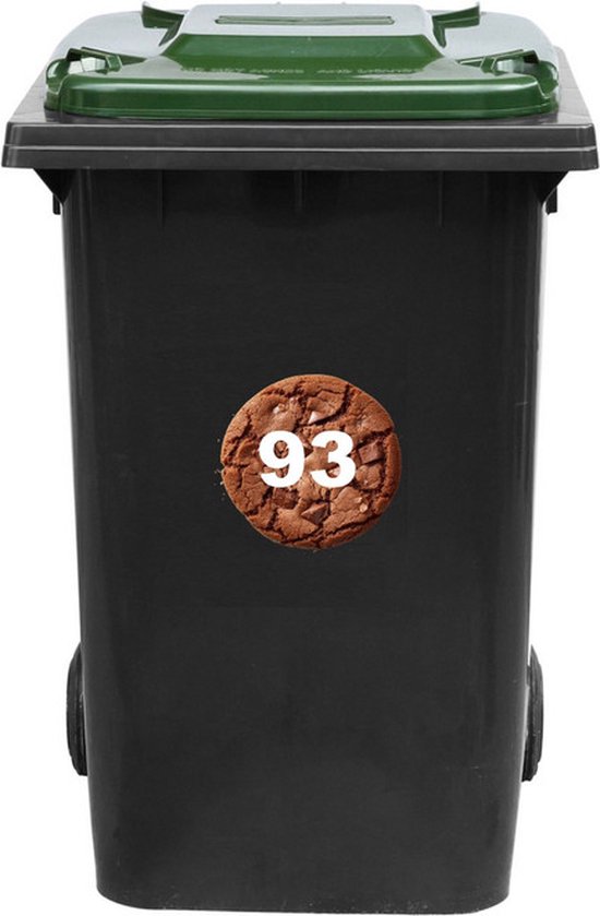 Autocollant Kliko / Autocollant Poubelle - Biscuit au Chocolat - 16,5x16,5 cm - NUMÉRO DE MAISON 93