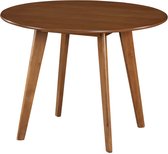 Table à manger ronde LISETTE - 4 personnes - Bois Hévéa Massief & MDF laqué - Noyer L 100 cm x H 75 cm x P 100 cm