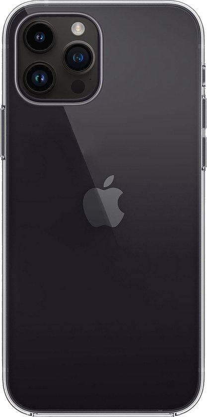Coque transparente pour l'arrière d'un iPhone 15 Pro Max avec le logo Apple.