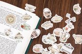 High Tea Servies Stickers - Kopjes, Schoteltjes en Meer - Set van 46 - Planner Agenda Stickers - Scrapbookdecoraties - Bujo Stickers - Geschikt voor Volwassenen en Kinderen