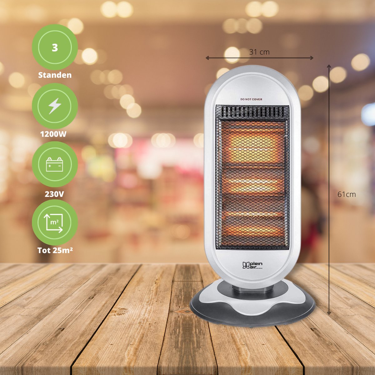 Plein Air Infraroodkachel Heater ALN-1200 - 3 Warmtestanden - 1200W - Tot  25m² -... | bol.com