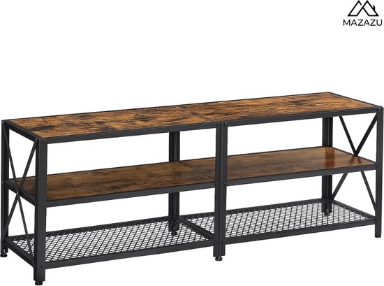 MIRA Home - Meuble Tv - Meuble Tv industriel - Bois - Marron / Zwart - 140x39.2x50