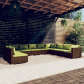 The Living Store Loungeset Poly Rattan - 70 x 70 cm - Stevig frame - Waterbestendig - Modulair design - Comfortabele kussens