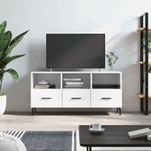 The Living Store Tv-meubel Wit - 102 x 36 x 50 cm - Bewerkt hout en ijzer