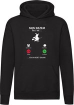 Mijn bezem belt me… en ik moet gaan! Hoodie - heks - magie - fantasie - grappig - unisex - trui - sweater - capuchon