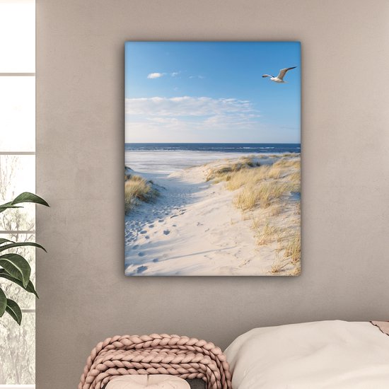 Tableau toile plage - Dunes - Mer - Peintures sur toile - Décoration chambre - Peintures salon - Toile toile - 90x120 cm - Photo sur toile - Décoration murale - Décoration murale