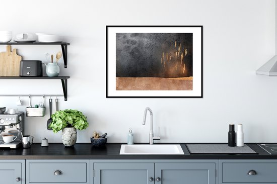 Cadre photo avec affiche - Abstrait - Or - Design - 80x60 cm - Cadre pour affiche