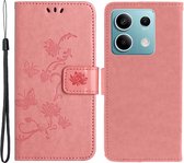 Coverup Bloemen & Vlinders Book Case - Geschikt voor Xiaomi Redmi Note 13 Pro 5G / Poco X6 Hoesje - Pink