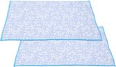 Tapis égouttoir/tapis de séchage cuisine - 2x - absorbant - microfibre - bleu - 40 x 48 cm - pliable