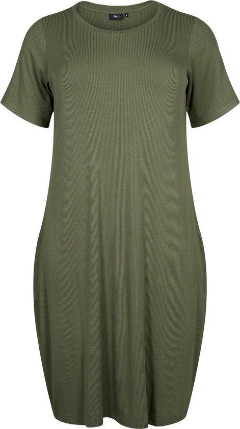 ZIZZI VCARLY, S/ S, BLK DRESS Robe Femme - Vert - Taille XXXL (63-64)