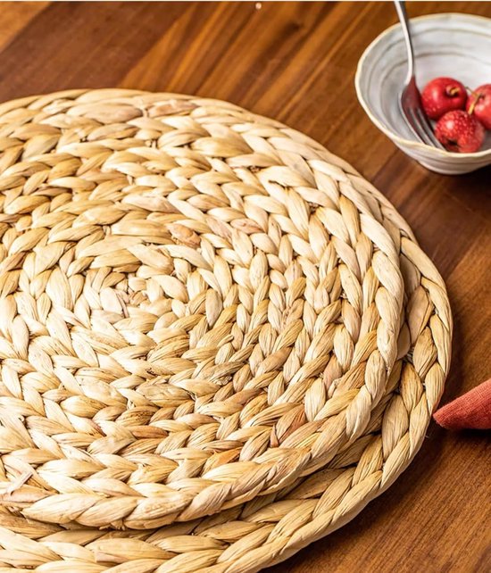 Placemat van zeegras waterhyacint, set van 6 placemats, afwasbaar, 35