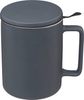Tasse à thé avec tamis et couvercle - tasses en porcelaine - Blauw - garde au chaud longtemps - 400 ml de large - va au lave-vaisselle WM-154609E