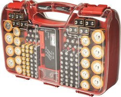 Battery Daddy Dubbelzijdige Batterijbox case met Batterij Tester- Batterij organizer houder bewaardoos voor 180 batterijen - Batterij opbergdoos met handvat - Geschikt voor AA-, AAA-, 9-Volt-, C-, knoopcel- en D-batterijen