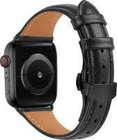 Leren bandje - geschikt voor Apple Watch Series 1/2/3/4/5/6/7/8/9/SE met case size 38 mm / 40 mm / 41 mm - zwart