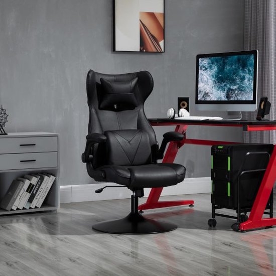 Bureau stoel stoel stoel gaming stoel ergonomisch met schommelfunctiehoogte verstelbare gevoerde stoel zwart