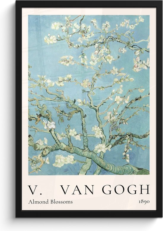 Fotolijst inclusief poster - Posterlijst 40x60 cm - Posters - Vincent van Gogh - Almond Blossoms - Kunst - Oude meesters - Amandelbloesem - Foto in lijst decoratie - Wanddecoratie woonkamer - Muurdecoratie slaapkamer