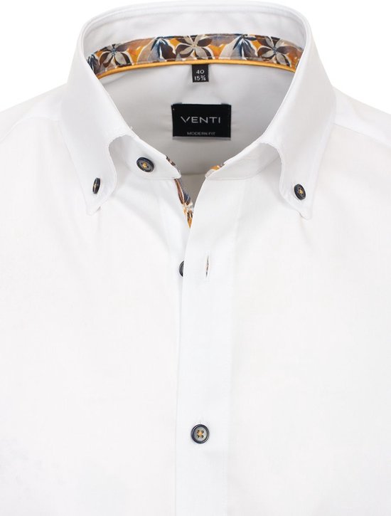 Wit Venti Overhemd Button Down Boord Met Motief Modern Fit
