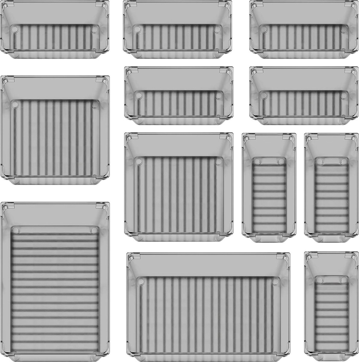 Opbergsysteem voor Laden - Make-uptafel Organizer - Pennenbakjes - Make-up Organizer - 12 Stuks - Grijs
