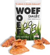 Woef Woef Snacks Hondensnacks Halve Varkensoren - 20 stuks - Kauwsnacks Gedroogd vlees Varken Alle honden vanaf 8kg Geen toevoegingen