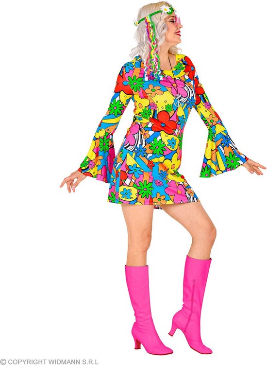 Costume de hippie | Flora Bora Hippie des années 70 | Femme | Grand | Costume de carnaval | Déguisements