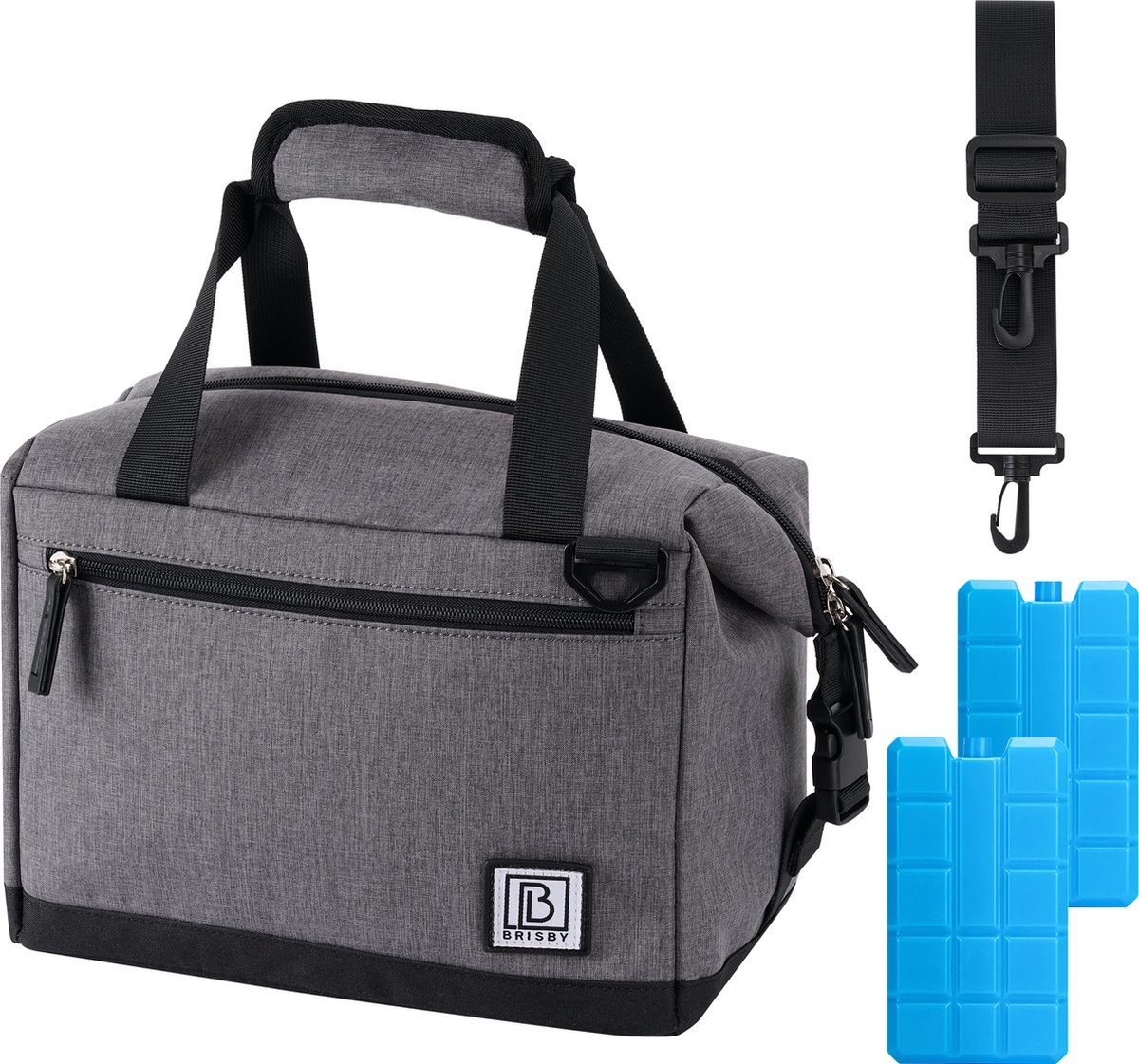 Brisby 4 Laags Geïsoleerde Koeltas – Lunchtas 12 Liter – Extra Ruimte Uitvouwbaar – Donkergrijs