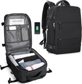 Grote Reisrugzak - Met USB-Aansluiting - Waterdicht - Laptop Business Reisrugzak, Handbagage - Zwart