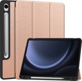Étui adapté pour Samsung Galaxy Tab S9 FE Case Book Case Case Luxe à trois volets avec découpe adapté pour S Pen – Étui adapté pour Samsung Tab S9 FE Case Bookcase – Or Goud