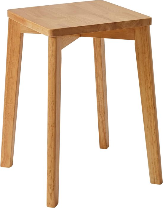Set van 4 eetkamerkrukken, houten stapelbare stoelen met antislipmat, stapelbare krukken voor klaslokaal, keuken, eetkamer of thuisbar, wit RF-717-4