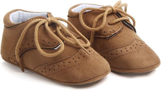 bol.com | Bruine leren schoenen - Kunstleer - Maat 18 - Zachte zool - 0 tot  6 maanden