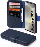 Samsung Galaxy S24 Hoesje - Luxe MobyDefend Wallet Bookcase - Blauw - GSM Hoesje - Telefoonhoesje Geschikt Voor Samsung Galaxy S24
