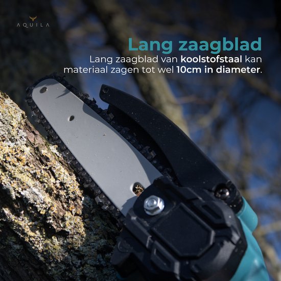 Aquila 48V Mini Kettingzaag & Takkenzaag met Accu - 6 Inch Elektrische Snoeizaag - 650W Borstelloze Handkettingzaag & Boomzaag - Kettingzaag Elektrisch met 2600 mAh Accu's - Alternatief Benzine Houtzaag