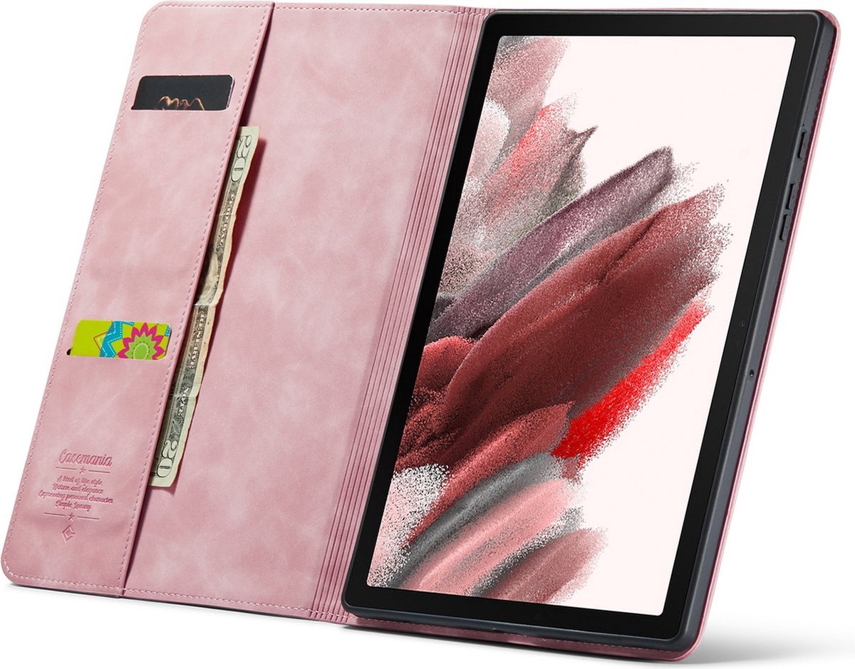 CaseMania Bookcase hoesje geschikt voor Samsung Galaxy Tab A9+ - Effen Roze - Kunstleer