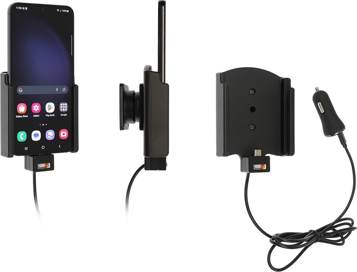 Brodit houder geschikt voor Samsung Galaxy S23 Plus Actieve houder met 12V USB plug