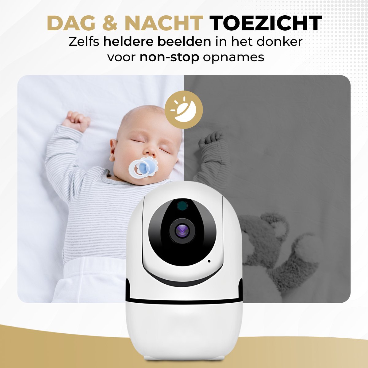 Afbeelding 2 van GoGoldPro Full HD Babyfoon met Camera - Babyfoon met Wifi - Baby Phone Monitor - Met Camera en App