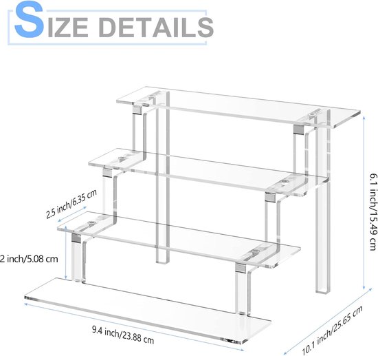 Etagere Parfum DRERIO Etagere Plexiglass Transparent, 3 Niveaux En Acrylique Transparent Pour Parfums, Vernis à Ongles, Cosmétiques Presentoir A Gateau