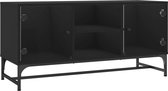 vidaXL - Tv-meubel - met - glazen - deuren - 102x37x50 - cm - zwart