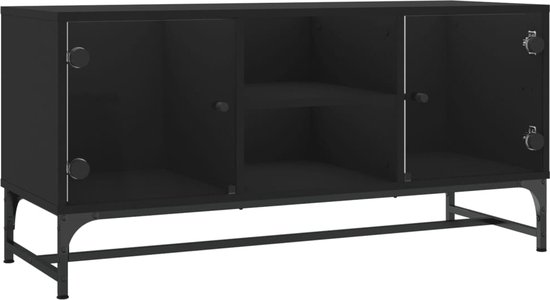 vidaXL-Tv-meubel-met-glazen-deuren-102x37x50-cm-sonoma-eikenkleurig