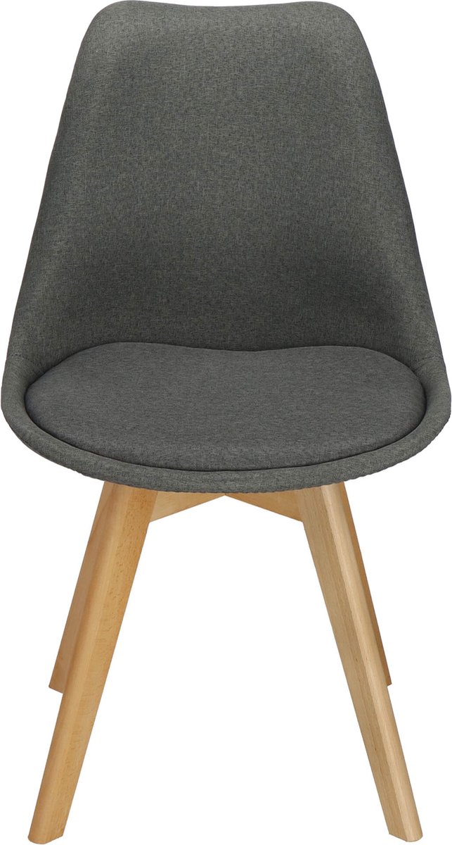 springos Scandinavische Stoel - Gestoffeerd - Grijs - Woonkamer - Keuken - Eetkamer - Interieur