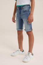 WE Fashion Jongens slim fit denimshort van jog denim