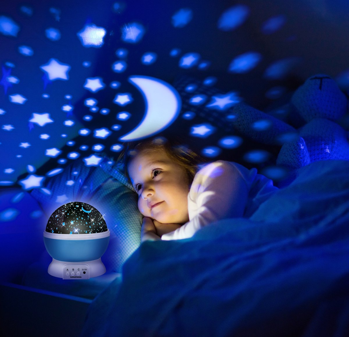 Grundig Nachtlamp sterren projector - 3 standen - 360 graden - galaxy projector sterrenhemel - blauw – foto 7
