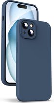 Solid hoesje Soft Touch Liquid Silicone Flexible TPU Cover [Camera all-round bescherming] - Geschikt voor: iPhone 15 - Donkerblauw