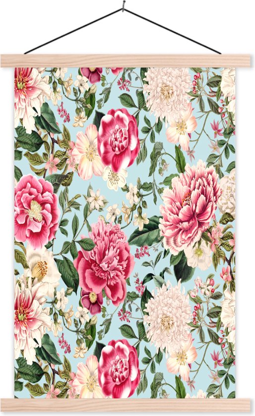 Porte-affiche avec affiche - Affiche scolaire - Fleurs - Rose - Motif - 40x60 cm - Lattes vierges
