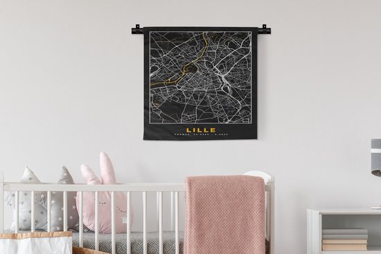 Tapisserie murale - Tissu mural - Lille - Plan - Plan de ville - France - Carte - 60x60 cm - Tapisserie murale