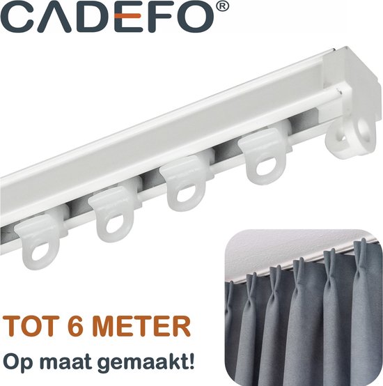 CADEFO Gordijnrails - 2 Meter - Compleet op maat! - UIT 1 STUK - ALUMINIUM - Leverbaar tot 6 meter - Plafondbevestiging