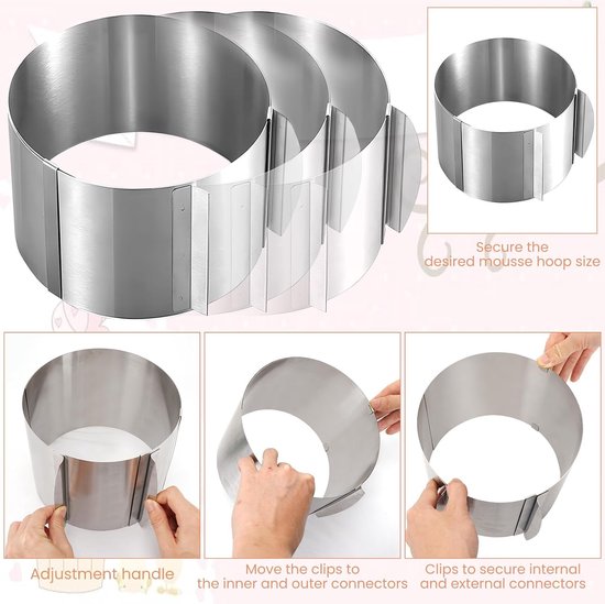 Moule à Gâteau Réglable, Cercle à Gâteau-mousse En Acier Inoxydable 23