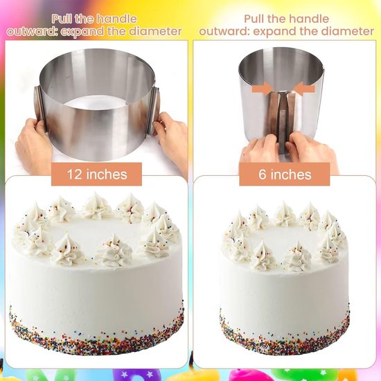 Cercle à Gâteau Réglable 20 Cm – Anneau Inox Ajustable 16 à 31 Cm – Graduation Gravée – Pour Gâteaux Mousse, Décorations, Pâtisserie